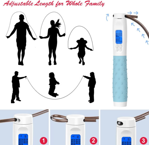 Te-Rich Jump Rope, Weighted Jump Rope for Fitness, Skipping Rope with Counter - Heavy Handles, Adjustable Length - Cordless Jumping Rope for Men Women Kids Fitness Exercise Training