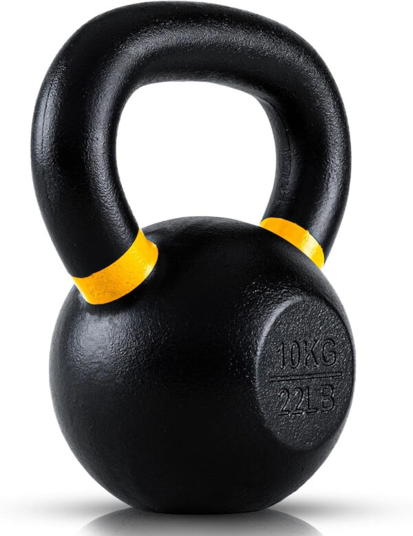 Single Cast Iron Kettlebell | Powder Coated - Wide Handle Weights for Core & Glute Workouts Swings, Squats, Deadlifts Strength, Endurance & Flexibility for Men & Women