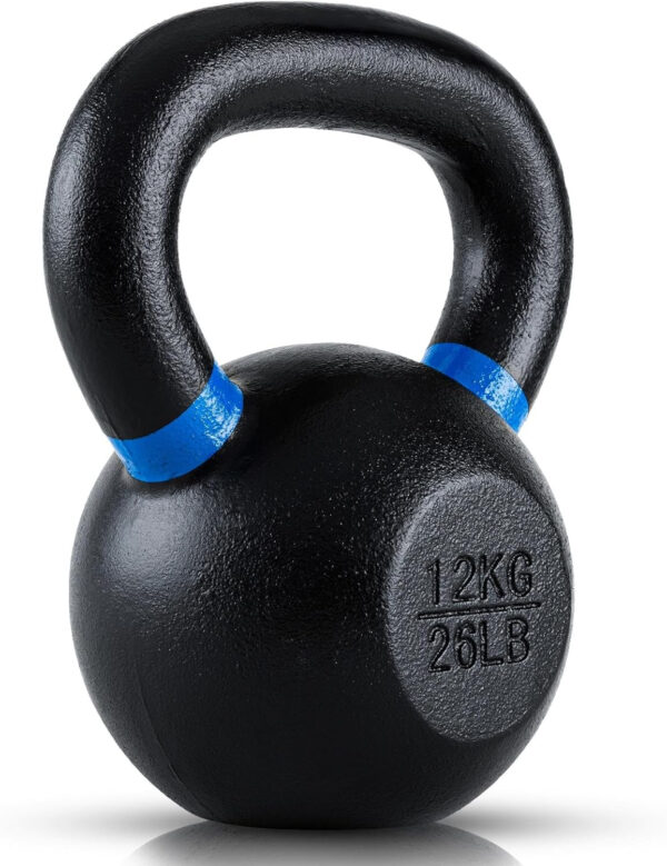Single Cast Iron Kettlebell | Powder Coated - Wide Handle Weights for Core & Glute Workouts Swings, Squats, Deadlifts Strength, Endurance & Flexibility for Men & Women