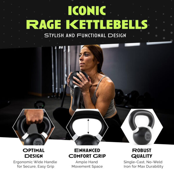 Single Cast Iron Kettlebell | Powder Coated - Wide Handle Weights for Core & Glute Workouts Swings, Squats, Deadlifts Strength, Endurance & Flexibility for Men & Women