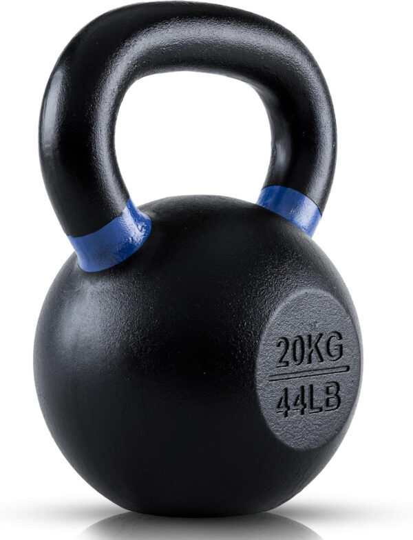 Single Cast Iron Kettlebell | Powder Coated - Wide Handle Weights for Core & Glute Workouts Swings, Squats, Deadlifts Strength, Endurance & Flexibility for Men & Women