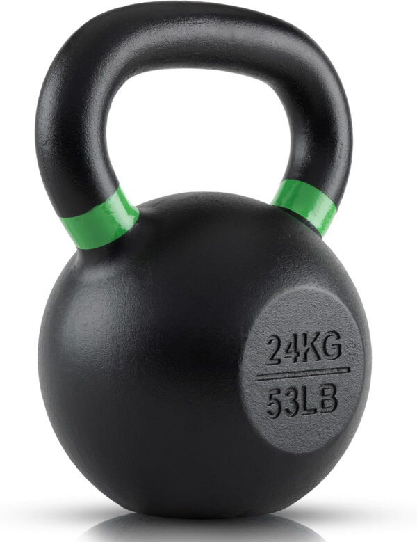Single Cast Iron Kettlebell | Powder Coated - Wide Handle Weights for Core & Glute Workouts Swings, Squats, Deadlifts Strength, Endurance & Flexibility for Men & Women