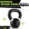 Single Cast Iron Kettlebell | Powder Coated - Wide Handle Weights for Core & Glute Workouts Swings, Squats, Deadlifts Strength, Endurance & Flexibility for Men & Women