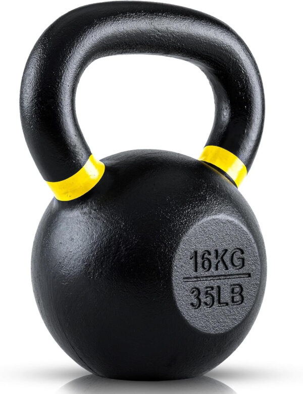Single Cast Iron Kettlebell | Powder Coated - Wide Handle Weights for Core & Glute Workouts Swings, Squats, Deadlifts Strength, Endurance & Flexibility for Men & Women