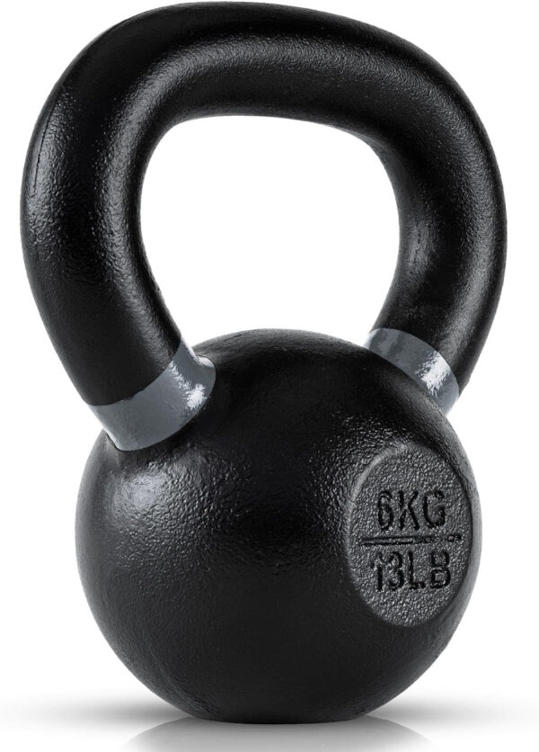 Single Cast Iron Kettlebell | Powder Coated - Wide Handle Weights for Core & Glute Workouts Swings, Squats, Deadlifts Strength, Endurance & Flexibility for Men & Women
