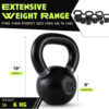 Single Cast Iron Kettlebell | Powder Coated - Wide Handle Weights for Core & Glute Workouts Swings, Squats, Deadlifts Strength, Endurance & Flexibility for Men & Women