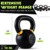 Single Cast Iron Kettlebell | Powder Coated - Wide Handle Weights for Core & Glute Workouts Swings, Squats, Deadlifts Strength, Endurance & Flexibility for Men & Women
