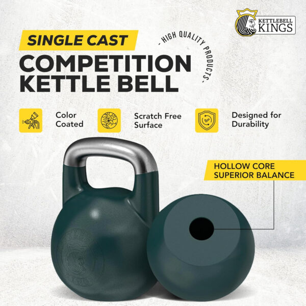 Kettlebell Kings Competition Kettlebells Weight (35mm handle) 8-48 KG | Hand weights Workout Gym Equipment & Strength training sets for Women & Men for Home Gym | Suitable for High Repetition Workouts