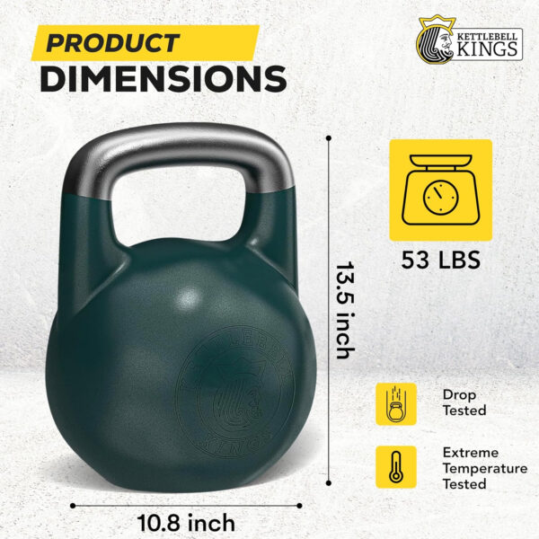 Kettlebell Kings Competition Kettlebells Weight (35mm handle) 8-48 KG | Hand weights Workout Gym Equipment & Strength training sets for Women & Men for Home Gym | Suitable for High Repetition Workouts