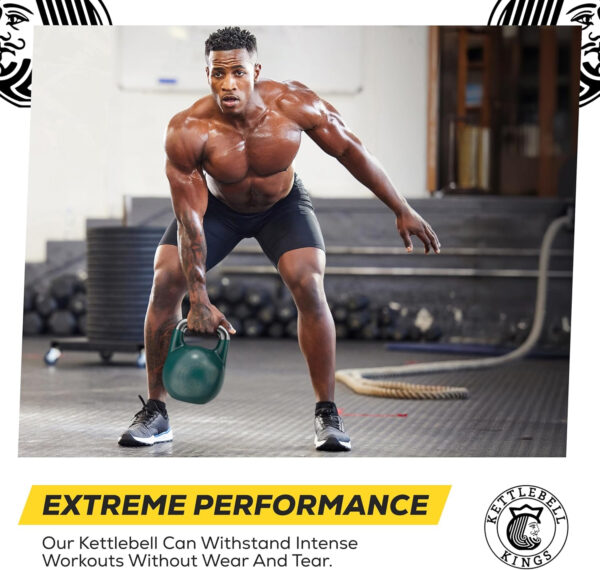 Kettlebell Kings Competition Kettlebells Weight (35mm handle) 8-48 KG | Hand weights Workout Gym Equipment & Strength training sets for Women & Men for Home Gym | Suitable for High Repetition Workouts