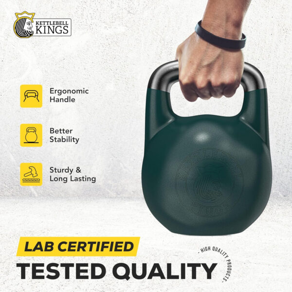 Kettlebell Kings Competition Kettlebells Weight (35mm handle) 8-48 KG | Hand weights Workout Gym Equipment & Strength training sets for Women & Men for Home Gym | Suitable for High Repetition Workouts