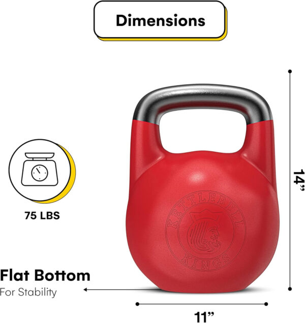 Kettlebell Kings Competition Kettlebells Weight (35mm handle) 8-48 KG | Hand weights Workout Gym Equipment & Strength training sets for Women & Men for Home Gym | Suitable for High Repetition Workouts