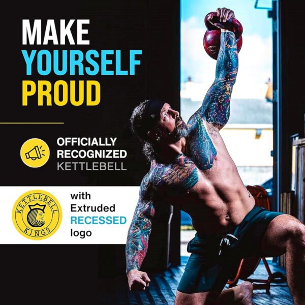 Kettlebell Kings Competition Kettlebells Weight (35mm handle) 8-48 KG | Hand weights Workout Gym Equipment & Strength training sets for Women & Men for Home Gym | Suitable for High Repetition Workouts