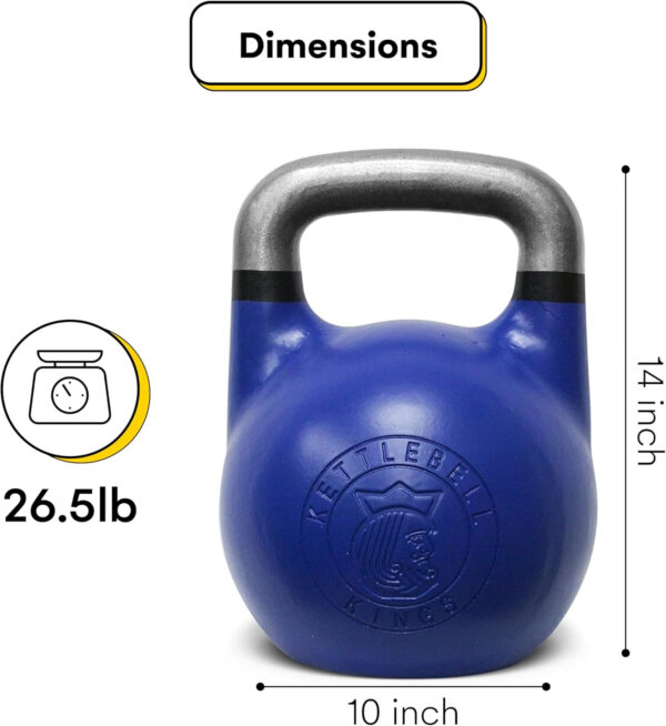 Kettlebell Kings Competition Kettlebells Weight (35mm handle) 8-48 KG | Hand weights Workout Gym Equipment & Strength training sets for Women & Men for Home Gym | Suitable for High Repetition Workouts