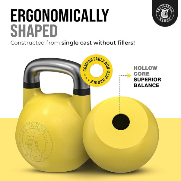Kettlebell Kings Competition Kettlebells Weight (35mm handle) 8-48 KG | Hand weights Workout Gym Equipment & Strength training sets for Women & Men for Home Gym | Suitable for High Repetition Workouts