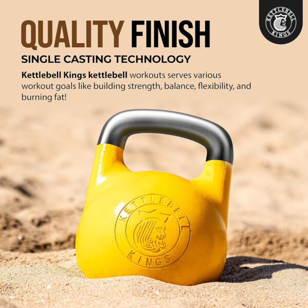 Kettlebell Kings Competition Kettlebells Weight (35mm handle) 8-48 KG | Hand weights Workout Gym Equipment & Strength training sets for Women & Men for Home Gym | Suitable for High Repetition Workouts