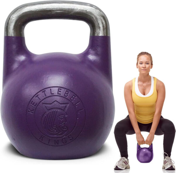 Kettlebell Kings Competition Kettlebells Weight (35mm handle) 8-48 KG | Hand weights Workout Gym Equipment & Strength training sets for Women & Men for Home Gym | Suitable for High Repetition Workouts