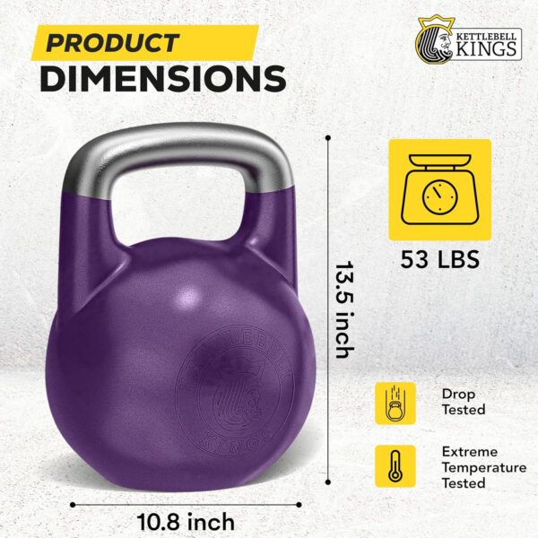 Kettlebell Kings Competition Kettlebells Weight (35mm handle) 8-48 KG | Hand weights Workout Gym Equipment & Strength training sets for Women & Men for Home Gym | Suitable for High Repetition Workouts