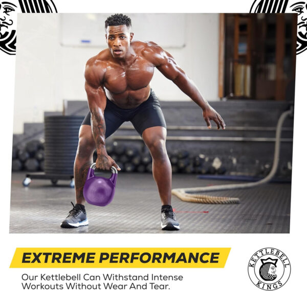 Kettlebell Kings Competition Kettlebells Weight (35mm handle) 8-48 KG | Hand weights Workout Gym Equipment & Strength training sets for Women & Men for Home Gym | Suitable for High Repetition Workouts