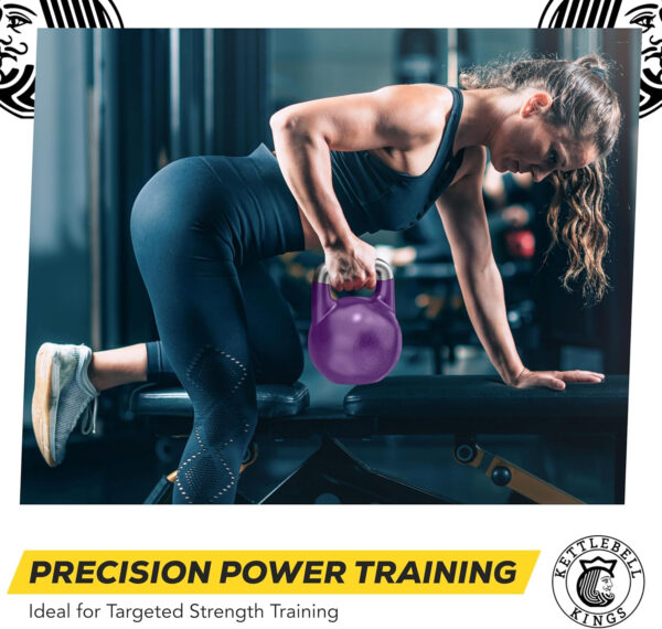 Kettlebell Kings Competition Kettlebells Weight (35mm handle) 8-48 KG | Hand weights Workout Gym Equipment & Strength training sets for Women & Men for Home Gym | Suitable for High Repetition Workouts
