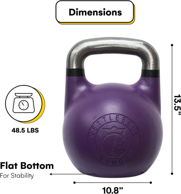 Kettlebell Kings Competition Kettlebells Weight (35mm handle) 8-48 KG | Hand weights Workout Gym Equipment & Strength training sets for Women & Men for Home Gym | Suitable for High Repetition Workouts