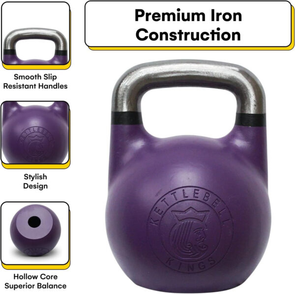 Kettlebell Kings Competition Kettlebells Weight (35mm handle) 8-48 KG | Hand weights Workout Gym Equipment & Strength training sets for Women & Men for Home Gym | Suitable for High Repetition Workouts