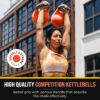 Kettlebell Kings Competition Kettlebells Weight (35mm handle) 8-48 KG | Hand weights Workout Gym Equipment & Strength training sets for Women & Men for Home Gym | Suitable for High Repetition Workouts