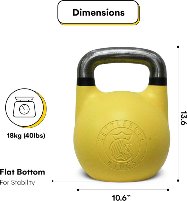 Kettlebell Kings Competition Kettlebells Weight (35mm handle) 8-48 KG | Hand weights Workout Gym Equipment & Strength training sets for Women & Men for Home Gym | Suitable for High Repetition Workouts