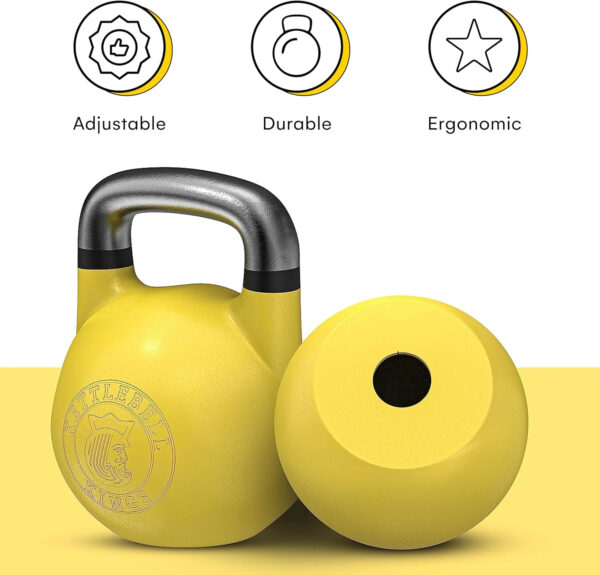 Kettlebell Kings Competition Kettlebells Weight (35mm handle) 8-48 KG | Hand weights Workout Gym Equipment & Strength training sets for Women & Men for Home Gym | Suitable for High Repetition Workouts
