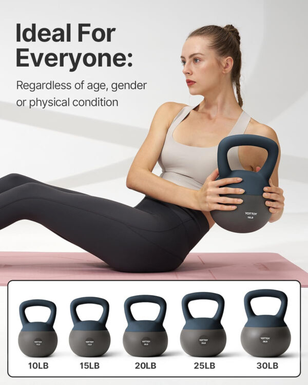 6893526f32f265b1fb20bedb8f3839bc534c936f1942288d34fb3.jpg YOTTOY Soft Kettlebell, Set for Strength Training Kettlebells & Home Workouts, Soft-Sided Cushioned Base, Wide-Handle - Ideal for Men, Women, & Beginners