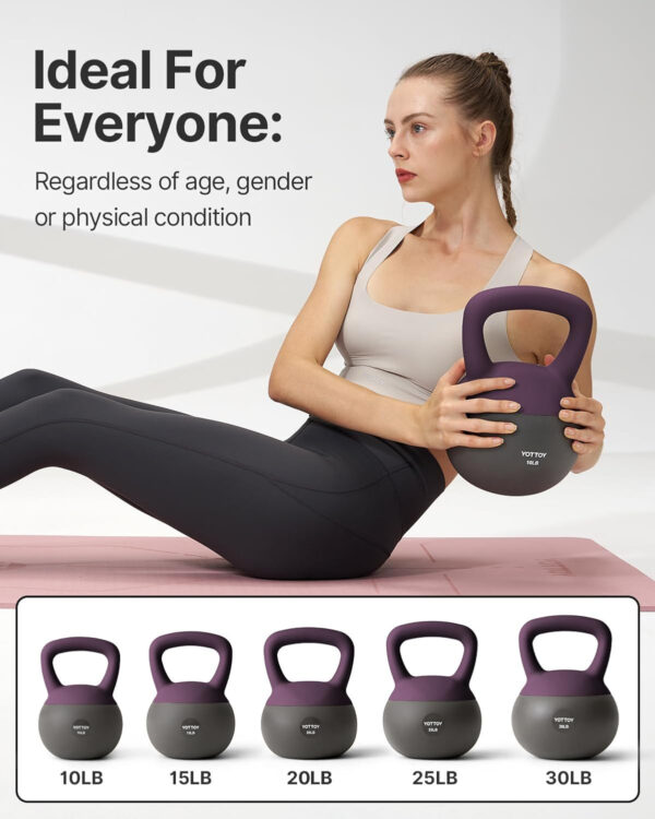 689352882d6c5db9d0840a651ff16a01672f61901cc9e7d4b536a.jpg YOTTOY Soft Kettlebell, Set for Strength Training Kettlebells & Home Workouts, Soft-Sided Cushioned Base, Wide-Handle - Ideal for Men, Women, & Beginners