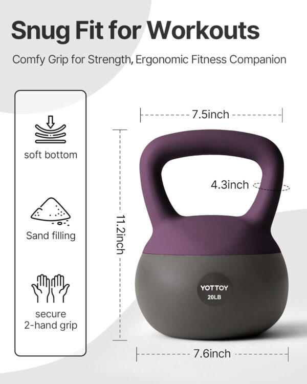 689352892b969c93ace3209b61467dee88153331ac41184d89d80.jpg YOTTOY Soft Kettlebell, Set for Strength Training Kettlebells & Home Workouts, Soft-Sided Cushioned Base, Wide-Handle - Ideal for Men, Women, & Beginners