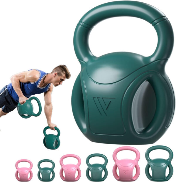 RUNWE 3 Handle Kettlebells Weight - Weight for Women Options 5, 10, 15 and 20 LB for Russian Twists AB Exercise, Weightlifting and Core Fitness Exercise Home Gym [Single in Sold]