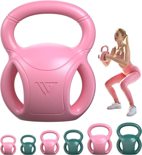 RUNWE 3 Handle Kettlebells Weight - Weight for Women Options 5, 10, 15 and 20 LB for Russian Twists AB Exercise, Weightlifting and Core Fitness Exercise Home Gym [Single in Sold]