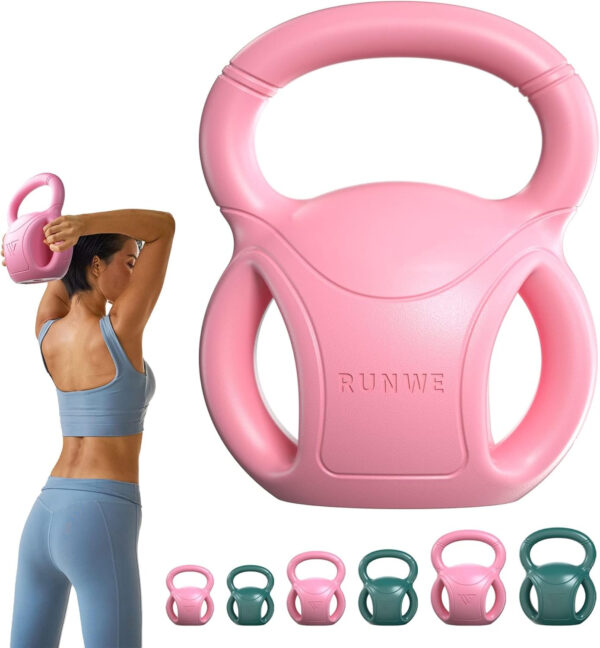 RUNWE 3 Handle Kettlebells Weight - Weight for Women Options 5, 10, 15 and 20 LB for Russian Twists AB Exercise, Weightlifting and Core Fitness Exercise Home Gym [Single in Sold]