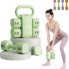 Lightweight Adjustable Dumbbell Kettlebell Set - 4 in 1 Free Weight Set with Kettlebell Grip Converter, Each 2.2 3.3 4.4 5.5lb Quick Change Weight Women Dumbbell Set for Small Spaces Home Gym