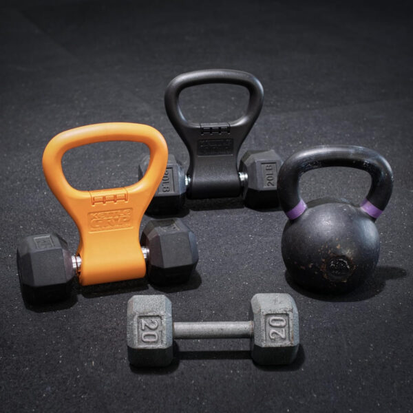 68935345003c8a1d7c4b23306a4d1294057aa140f3639b8d06f0b.jpg KETTLE GRYP - The Original - As Seen on SHARK TANK! Converts Your Dumbbells Into Kettlebells - Made in the USA - Dumbbell Grip Handle
