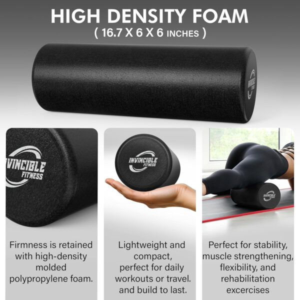 689356a982fb9abb1ea6c36d8b6c88a6b597e9786a4a879e33959.jpg Invincible Fitness EPP Foam Roller for Deep Tissue Massage – Enhance Recovery, Relieve Pain, and Boost Mobility for a Stronger, Healthier You (Black)