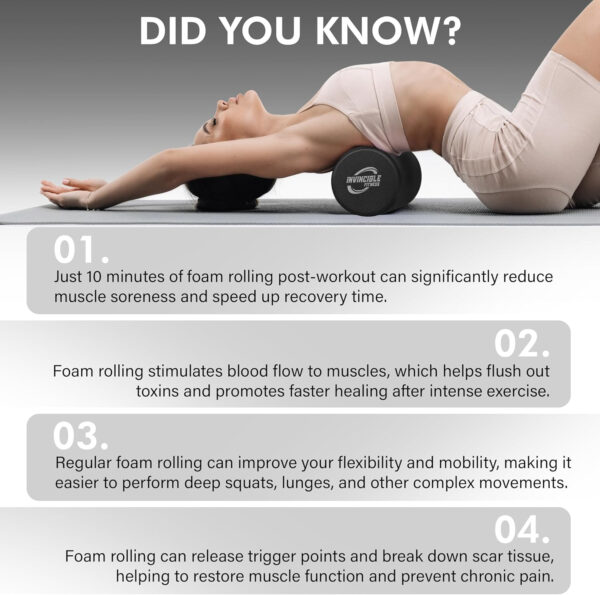 689356ab7ac2fee1b8b363b28a97754559e9f2b1b09c0db8ac289.jpg Invincible Fitness EPP Foam Roller for Deep Tissue Massage – Enhance Recovery, Relieve Pain, and Boost Mobility for a Stronger, Healthier You (Black)