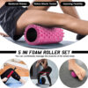 5 in 1 Foam Roller Set, Trigger Point Foam Roller Patented, Massage Stick, Massage Ball, Resistance Band for Deep Muscle Massage Pilates Yoga, Fitness Exercise for Whole Body