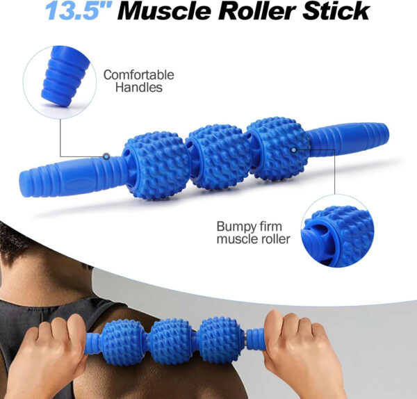 5 in 1 Foam Roller Set, Trigger Point Foam Roller Patented, Massage Stick, Massage Ball, Resistance Band for Deep Muscle Massage Pilates Yoga, Fitness Exercise for Whole Body