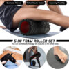 5 in 1 Foam Roller Set, Trigger Point Foam Roller Patented, Massage Stick, Massage Ball, Resistance Band for Deep Muscle Massage Pilates Yoga, Fitness Exercise for Whole Body
