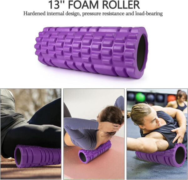 5 in 1 Foam Roller Set, Trigger Point Foam Roller Patented, Massage Stick, Massage Ball, Resistance Band for Deep Muscle Massage Pilates Yoga, Fitness Exercise for Whole Body