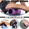 5 in 1 Foam Roller Set, Trigger Point Foam Roller Patented, Massage Stick, Massage Ball, Resistance Band for Deep Muscle Massage Pilates Yoga, Fitness Exercise for Whole Body