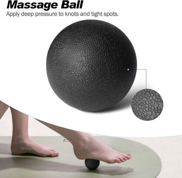 5 in 1 Foam Roller Set, Trigger Point Foam Roller Patented, Massage Stick, Massage Ball, Resistance Band for Deep Muscle Massage Pilates Yoga, Fitness Exercise for Whole Body