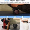 5 in 1 Foam Roller Set, Trigger Point Foam Roller Patented, Massage Stick, Massage Ball, Resistance Band for Deep Muscle Massage Pilates Yoga, Fitness Exercise for Whole Body