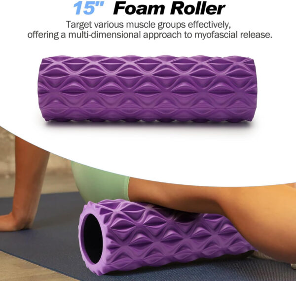 5 in 1 Foam Roller Set, Trigger Point Foam Roller Patented, Massage Stick, Massage Ball, Resistance Band for Deep Muscle Massage Pilates Yoga, Fitness Exercise for Whole Body