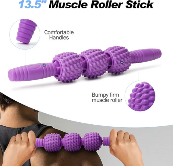 5 in 1 Foam Roller Set, Trigger Point Foam Roller Patented, Massage Stick, Massage Ball, Resistance Band for Deep Muscle Massage Pilates Yoga, Fitness Exercise for Whole Body