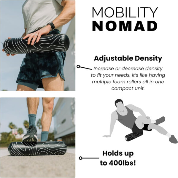 689357ff03116e355cd9583bea22511607dac420f5584e53b9fcb.jpg Inflatable Foam Roller – Travel Foam Roller for Muscle Recovery, Deep Tissue Massage, Physical Therapy, Hiking, Backpacking, Gym, Home – Includes Pump, Bag – Adjustable Firmness