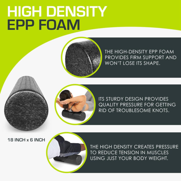 6893581dc3752f600708b5ba8774c4bb2e8a68bea4e1a91c2a04b.jpg ProsourceFit High Density Foam Rollers 12 - inches long, Firm Full Body Athletic Massage Tool for Back Stretching, Yoga, Pilates, Post Workout Muscle Recuperation, Black